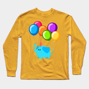 Happy Birthday | Kids Birthday Party | Cute Elephant | Balloons Long Sleeve T-Shirt